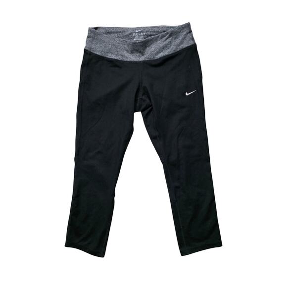 Nike Dri-FIT Leggings Women XS Black Gray Heather Stretch Training - Picture 1 of 8